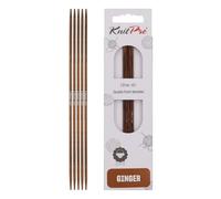 KnitPro Aiguilles à tricoter à double pointe Ginger - 12,5 cm x 2,25 mm, lot de 5, Brown