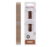 KnitPro Aiguilles à tricoter à double pointe Ginger - 12,5 cm x 2,75 mm, lot de 5, Brown