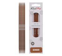 KnitPro Aiguilles à tricoter à double pointe Ginger - 12,5 cm x 3,25 mm, lot de 5, Brown