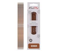 KnitPro Aiguilles à tricoter à double pointe Ginger - 12,5 cm x 3,5 mm, lot de 5, Brown