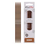 KnitPro Aiguilles à tricoter à double pointe Ginger - 12,5 cm x 3,75 mm, lot de 5, Brown