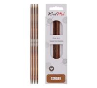 KnitPro Aiguilles à tricoter à double pointe Ginger - 12,5 cm x 3 mm, lot de 5, Brown