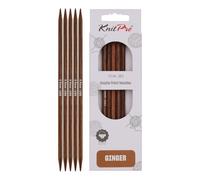 KnitPro Aiguilles à tricoter à double pointe Ginger — 12,5 cm, 5,5 mm — lot de 5, brun