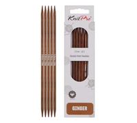 KnitPro Aiguilles à tricoter à double pointe Ginger - 12,5 cm x 5 mm, lot de 5, Brown