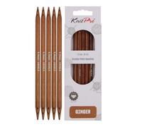 KnitPro Aiguilles à tricoter à double pointe Ginger - 12,5 cm x 6,5 mm, lot de 5, Brown