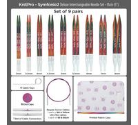 KnitPro Symfonie Lot de 2 aiguilles interchangeables Deluxe 13 cm 9 tailles (3 mm à 8 mm)