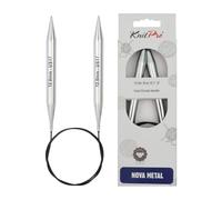 KnitPro Aiguilles à tricoter fixes Nova – circulaires 40 cm x 12 mm, Silver