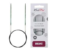 KnitPro Aiguilles circulaires Dreamz – Pointes effilées Bois de bouleau Vert 100 cm 2 mm