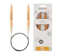 KnitPro Aiguille circulaire Basix – Pointes en bois de bouleau – Câble 100 cm, 15 mm – Marron