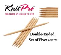 KnitPro KP35127 Aiguilles Double Pointes Bois Bouleau 20 cm x 12 mm