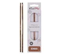 KnitPro Crochets Ginger - Crochets en bois à extrémité unique de 3,75 mm, lisses et confortables, Brown