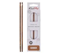 KnitPro Crochets tunisiens en bois Ginger — 3,75 mm interchangeables, lisses et confortables, Brun