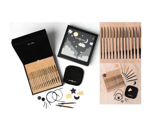 KNITPRO Day & Nite Gift Set Aiguilles à tricoter interchangeables et coffret d'accessoires 32650, Noir & Naturel, Large
