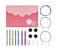 KnitPro Ensemble d'aiguilles interchangeables Zing-Paires d'épingles à tricoter circulaires de 7x13cm avec accessoires Ensemble Zing Midi,code couleur pour débutants, professionnels et coffret cadeau