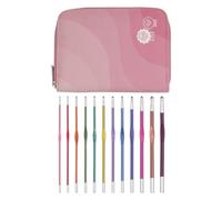 KnitPro Ensemble de crochets Zing - 12 crochets à extrémité unique à code couleur, poignées confortables pour débutants et coffret cadeau