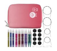 KnitPro Ensemble d'épingles à tricoter KnitPro Zing, circulaires, interchangeables, pointe courte spéciale de 10 cm, ensemble de luxe, coloré, 26-47425