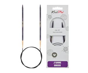 KnitPro J'Adore Cubics Aiguilles à tricoter circulaires fixes - Épingles en bois pour chaussettes, couvertures, manches courtes et rondes à tricoter - 40 cm x 4,5 mm, lilas