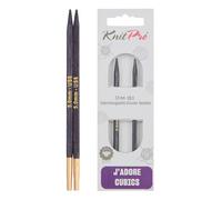 KnitPro J'Adore Cubics Aiguilles à tricoter circulaires interchangeables - Épingles en bois pour chaussettes, couvertures, manches, tricot rond court - 5 mm, lilas, 26-1940100219