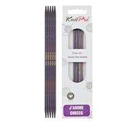 KnitPro J'Adore Cubics Aiguilles à Tricoter Double Pointe Ensembles de 5 - Épingles en Bois pour Chaussettes Chapeaux Mitaines Tricot Rond Court - 15 cm x 3,75 mm