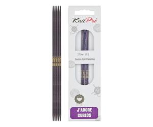 KnitPro J'Adore Cubics Aiguilles à Tricoter Double Pointe Ensembles de 5 - Épingles en Bois pour Chaussettes Chapeaux Mitaines Tricot Rond Court - 15 cm x 2,75 mm, lilas