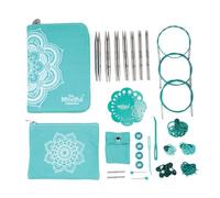 KNITPRO K36302, The Mindful Collection The Believe Set Aiguilles interchangeables en acier inoxydable 13 cm, bleu sarcelle et écru, 21x13x4cm