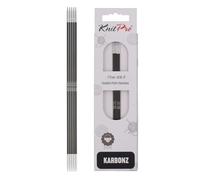 KnitPro Karbonz Aiguilles à Double Pointe 20 cm, 1,75 mm, Argent,Noir