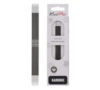 KnitPro Karbonz Aiguilles à Double Pointe 20 cm, 2,50 mm, Argent,Noir