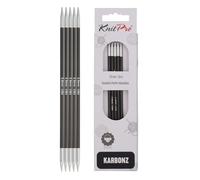 KnitPro Karbonz Aiguilles à Double Pointe 20 cm, 3,50 mm, Argent,Noir