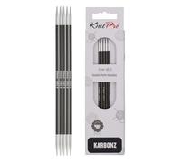 KnitPro Karbonz Aiguilles à Double Pointe 20 cm, 3 mm, Black/Silver