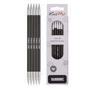 KnitPro Aiguilles circulaires à double pointe Karbonz Noir et argent 15 cm 5 mm