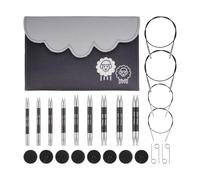 KnitPro Karbonz Kit d'aiguilles interchangeables - Paires d'épingles à tricoter circulaires 9 x 10 cm avec accessoires Karbonz Deluxe Set pour débutants, professionnels et coffret cadeau