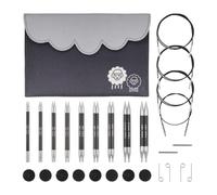 KnitPro Karbonz Kit d'aiguilles interchangeables - Paires d'épingles à tricoter circulaires 9 x 13 cm avec accessoires Karbonz Deluxe Set pour débutants, professionnels et coffret cadeau