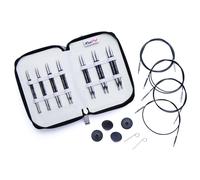 KnitPro Karbonz Lot de 7 épingles à tricoter, circulaires, interchangeables, ensemble spécial de luxe, coloré