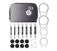 KnitPro Karbonz Lot de 7 épingles à tricoter, circulaires, interchangeables, ensemble spécial de luxe, coloré