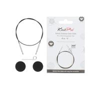 KnitPro - KnitPro Acier Inoxydable Noir/Argent 360° Pivotant Interchangeable Câble pour 40cm Aiguille avec Capuchons d'Extrémité et e Câble - 1 Ensemble