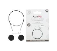 KnitPro - KnitPro Acier Inoxydable Noir/Argent 360° Pivotant Interchangeable Câble pour 50cm Aiguille avec Capuchons d'Extrémité et e Câble - 1 Ensemble