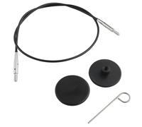 KnitPro - KnitPro Acier Inoxydable Noir/Argent Fixe Interchangeable Câble pour 50cm Aiguille avec Capuchons d'Extrémité et Clé de Câble - 1 Ensemble