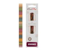 KnitPro Aiguilles à double pointe Symphonie KP20127 Bois multicolore Set de 6 10 cm 2,5 mm