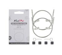 KnitPro Lot de 2 câbles fixes en acier inoxydable Transparent 30 cm Pour aiguilles IC 50 cm