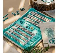 KNITPRO Mindful 36331DE GRATEFUL Set d'aiguilles à tricoter pour chaussettes 15 cm + accessoires Turquoise écru