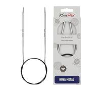 KnitPro Nova Aiguilles circulaires Fixes en métal 100 cm, Silver