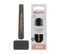 KnitPro – Crochet interchangeable Oasis – manche en bois – Gris Onyx – 1 pièce