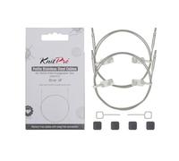 KnitPro Petits câbles fixes transparents en acier inoxydable (lot de 2) - 35 cm (14") pour réaliser une aiguille IC de 60 cm / 24".