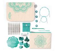 KNITPRO The Mindful Collection Kindness Set Austauschbare Edelstahlnadeln 10 cm, Blaugrün & Ecru, KP36311, Large