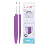 KnitPro Waves Crochets - Crochet de 3,75 mm, poignées souples ergonomiques, poignée en caoutchouc souple pour les mains arthritiques, aiguilles à crochet légères et confortables pour le tricot