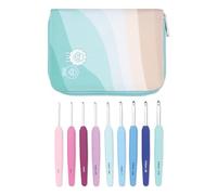 KnitPro Waves Ensemble de crochets - Coffret cadeau de luxe de 9 crochets, tailles 2 à 6 mm, poignées ergonomiques souples, poignée en caoutchouc souple pour les mains arthritiques