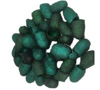 KNITSILK Cocons de soie teints à la main, cocons coupés en soie, fibres de soie de mûrier, cocons de soie découpés au choix (vert foncé, lot de 3 à 90 pièces)
