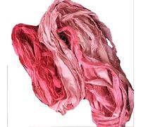 Knitsilk Ruban de soie sari recyclé | Idéal pour le crochet, le tricot et la fabrication de bijoux | Fil texturé durable et unique | 45 GMS-27,4 m - Pêche ombré