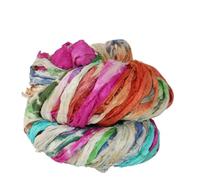 Knitsilk Ruban de soie Shibori Sari recyclé - Idéal pour la fabrication de tapis, le crochet, le tricot, la broderie et la fabrication de bijoux - Fil à texture durable et unique - 45,2 m