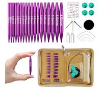 Knitss Kit d'Aiguilles Circulaires Interchangeables 9 Paires d'Aiguilles Courtes de 5 cm de 3,0 à 6,0 mm avec 4 Câbles Aiguilles Courtes Pour Chaussettes ou Manches